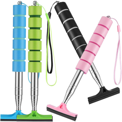 Telescoping Side View Mirror Squeegees 4pcs Mini Car Water Scrapers Retractable Rearview Mirror Wipers