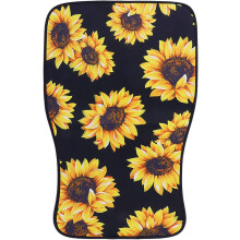 Universelle Autofußmatten, 2-teiliges Set mit schwarzem Grund und Sonnenblumenmuster, Ganzjahres-Fahrzeugfußmatten
