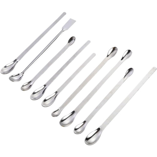 9pcs Stainless Steel Mixing Spoons Laboratory Scoops for Precise Sampling and Mixing