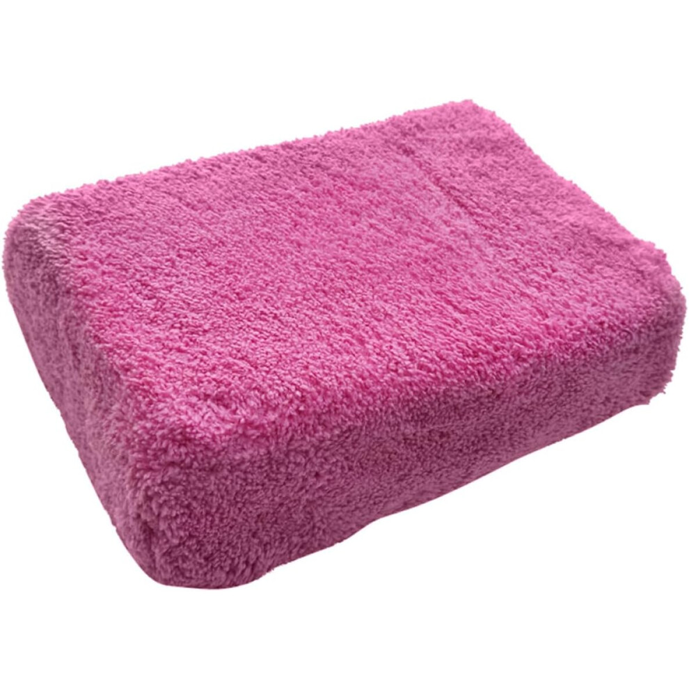 High-Density Fleece Car Cleaning Sponge With Pocket, Super Absorbent Car Washing Sponge Block Coral 5455468455650