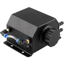 Réservoir de récupération d'huile moteur en aluminium noir de 1 litre avec bouchon de vidange pour véhicule.