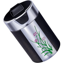 Car Ashtray with Lid and LED Light, Vehicle Ash Holder for Car Vent, Black Portable Auto Ashtray Suitable
