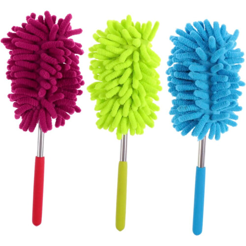 3pcs Telescoping Dust Brush Chenille Head for Car Kitchen Cleaning Extendable Cleaning Duster