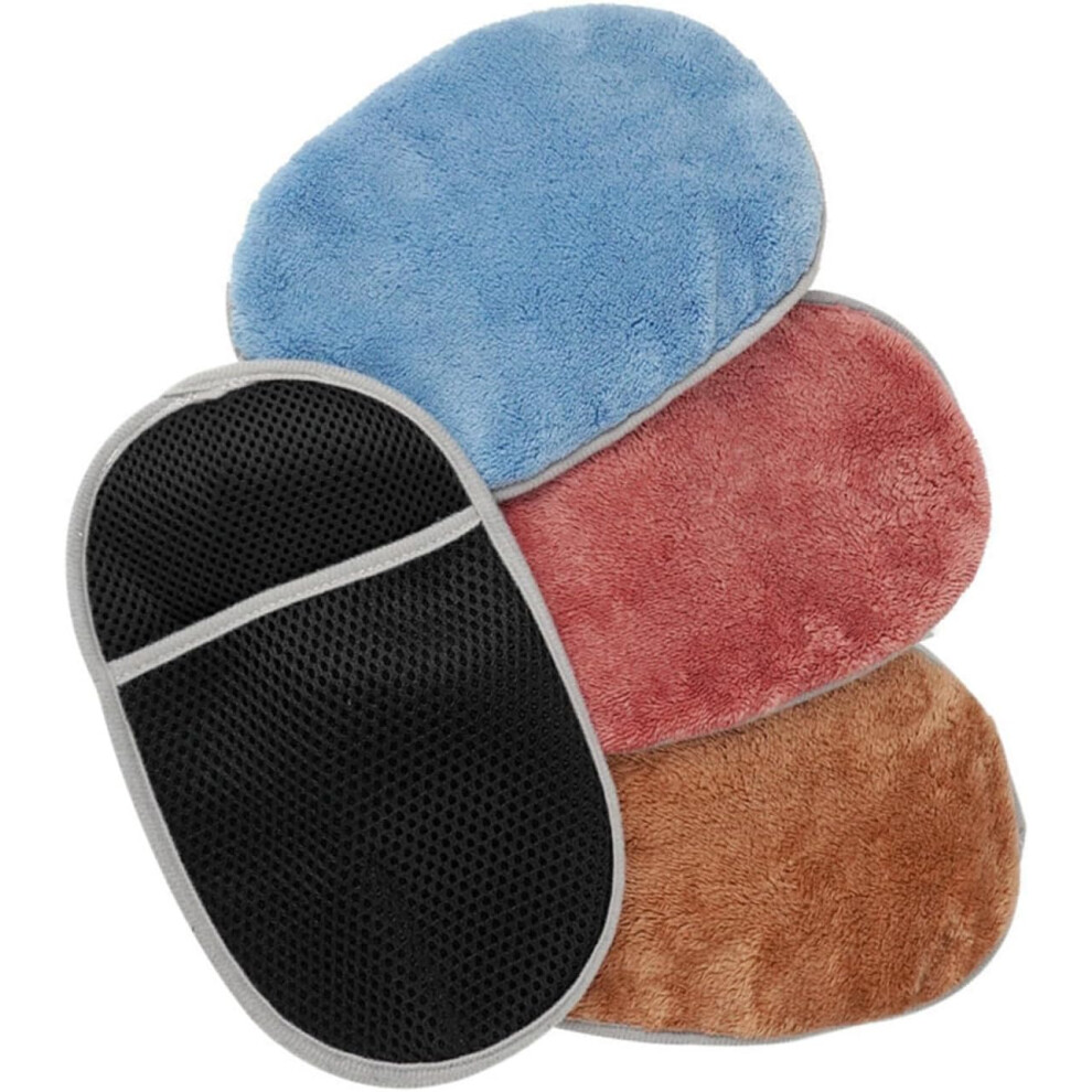 4Pcs Car Washing Mitt Wash Mitt Auto Cleaning Gloves Absorbent Fleece Dusting Tools Random Color Coral 5455468455452
