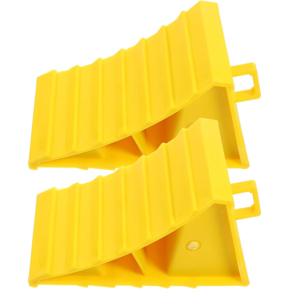 2Pcs Wheel Chocks Handle 15.5X10x10cm Rv Stabilizer Blocks Trailer Wheel Chocks Yellow 5455468531095