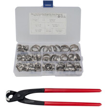 130 Stück hydraulische Schlauchschellen mit Crimpfunktion, Einzelohr-Rohrschellen, Kunststoffbox