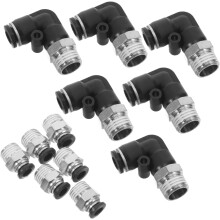 Kit de 12 raccords pneumatiques noirs Ă insertion rapide, coudes droits, connecteurs rapides pour tuyau d'air