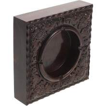 Windproof Ebony Outdoor Ashtray for Patio and Office Vintage Square Wooden Cigarette Ash Holder