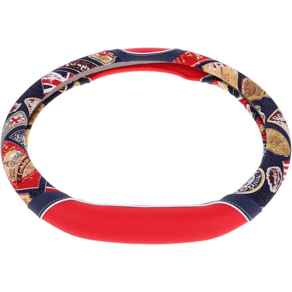 D-Type Steering Wheel Cover British Style Non-Slip Breathable Car Interior Protector 5455468549953