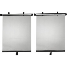 2pcs Automatic Retractable Car Sun Shade Side Window Roller Shutters Black Mesh Sunshield Heat Preventing Visor