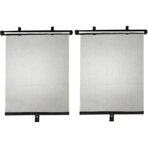 2pcs Automatic Retractable Car Sun Shade Side Window Roller Shutters Black Mesh Sunshield Heat Preventing Visor
