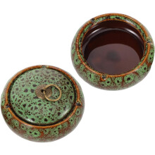 Conjunto de cinzeiro cerâmico de 2pcs com tampa, cinzeiro interior e exterior a prova de vento de estilo europeu para fumantes