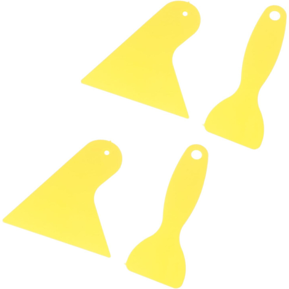 Car Vinyl Wrap Scraper And Auto Film Squeegee 4Pcs Set (2 Small + 2 Large) Thickened Plastic Wrapping Scraper Tools Yellow 5455468535819