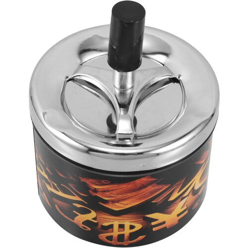 Push down Rotating Ashtray Stylish Iron Smokeless Covered Ashtray