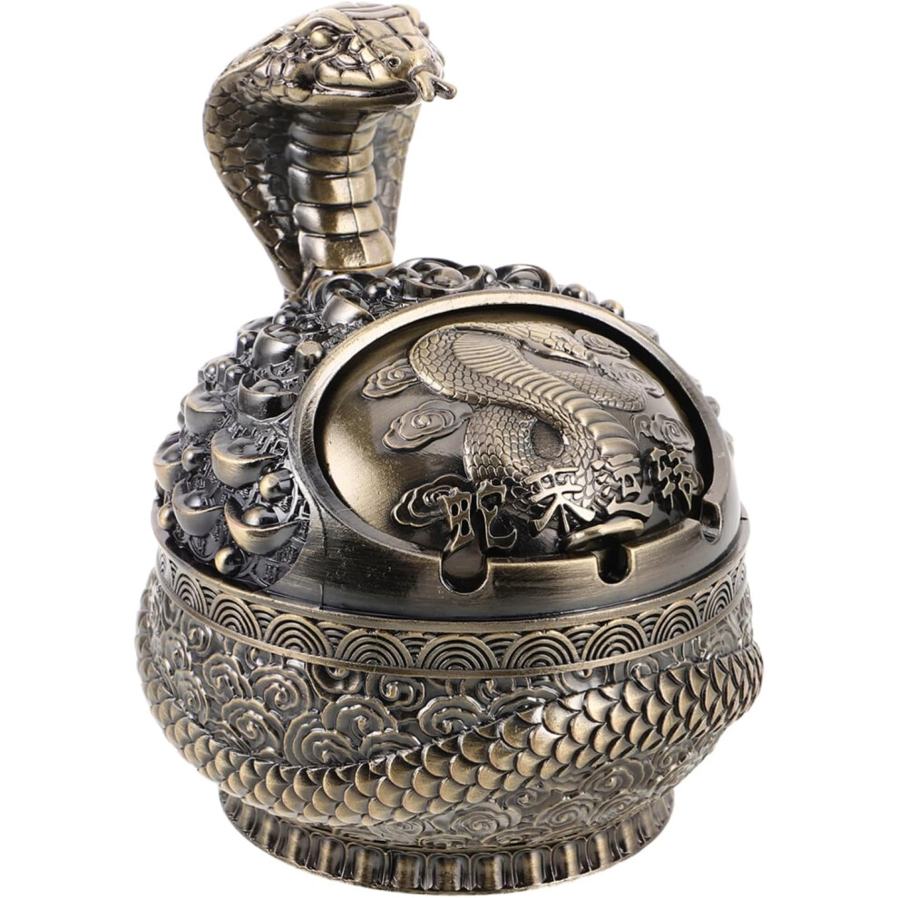 Snake-Shaped Ashtray Metal Windproof For Patio Balcony Garden Slots Cigar Ashtray For Smokers Outdoor Use 8781025055375