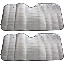 2 stuks auto-voorruit zonnescherm 130x60cm zilverkleurig schuim zonnescherm