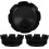 Conjunto de cinzeiros pretos portáteis 3pcs com design único e acabamento preto elegante, material plástico, diâmetro de 4 polegadas 1