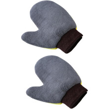 2pcs Coral Fleece Car Wash Mitts, Scratch-Free Waterproof Double-Sided Cleaning Gloves Non-Slip Palm