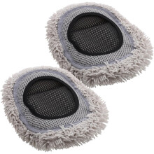 2Pcs Telescopic Car Wash Brush Mop with Curved Long Handle, Soft Chenille Replacement Heads