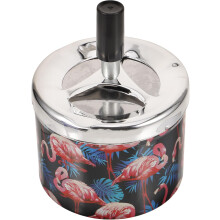 Smokeless Stainless Steel Ashtray with Automatic Rotary Lid, Small Portable Ash Holder
