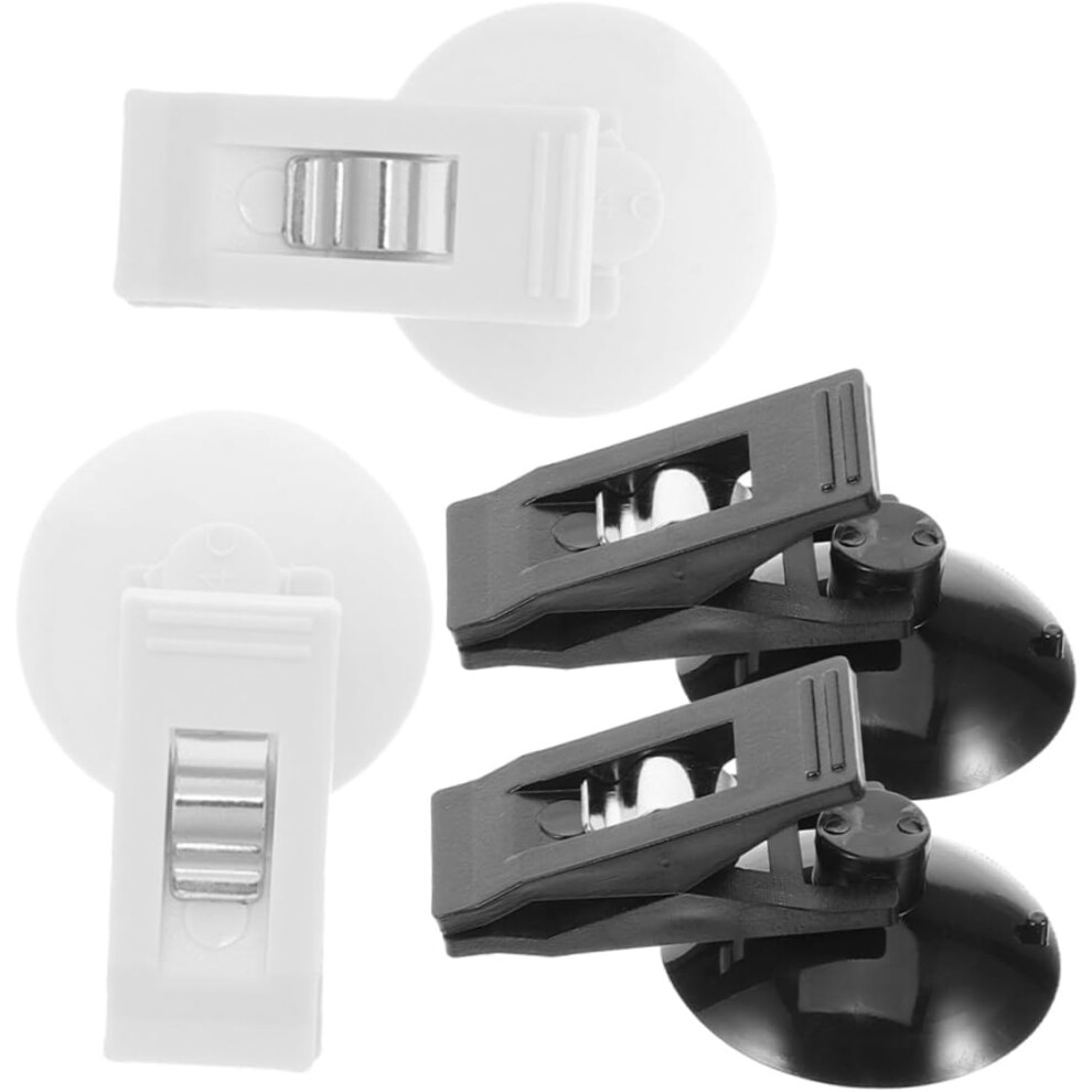 2 Pairs Car Windshield Ticket Holder Clips Suction Cups, Multifunctional Parking Permit And Photo Card Clamp Black/White 5455468470585