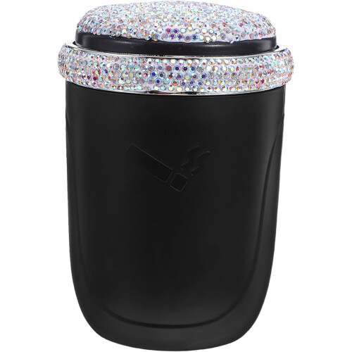 Car Ashtray LED Light Indicator Smokeless Design Windproof Trash Can for Auto Car Use