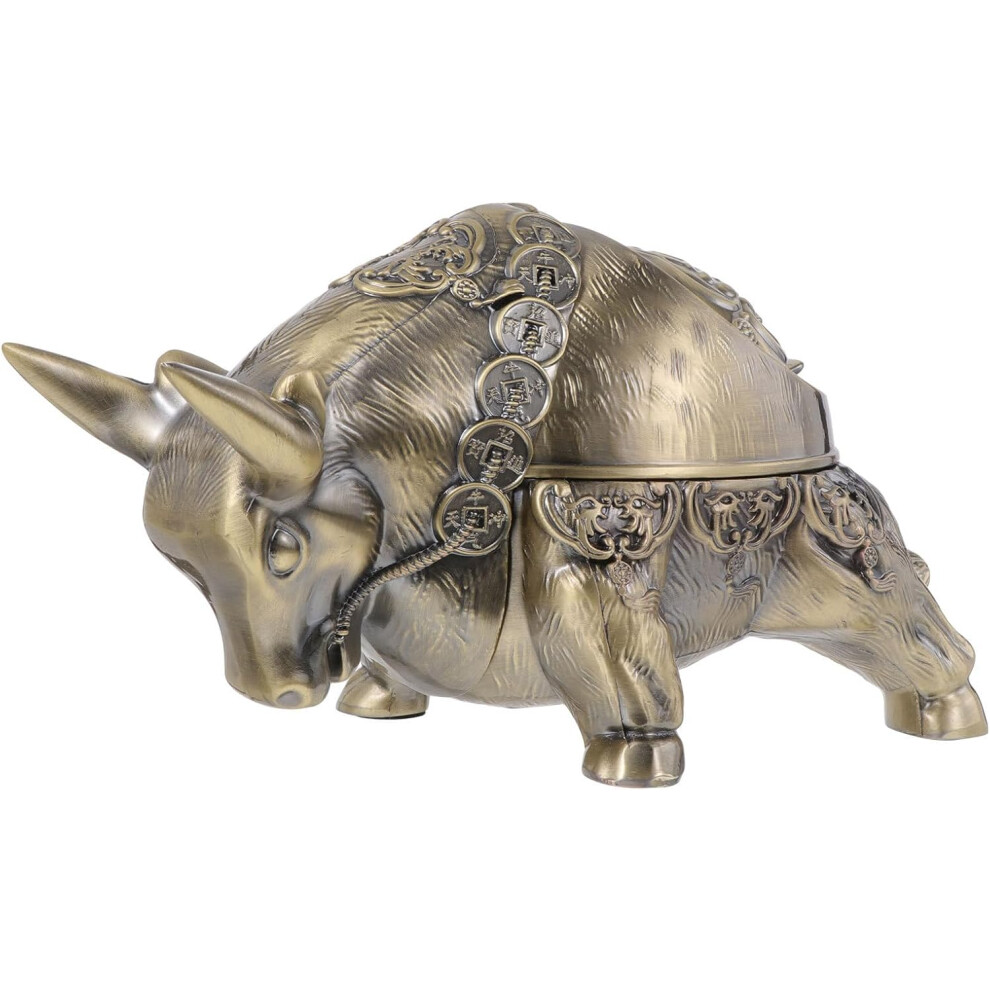 Creative Zinc Alloy Desktop Ashtray With Lid, Practical Smokeless Cigarette Butt Container In Colour Golden 5455468545399