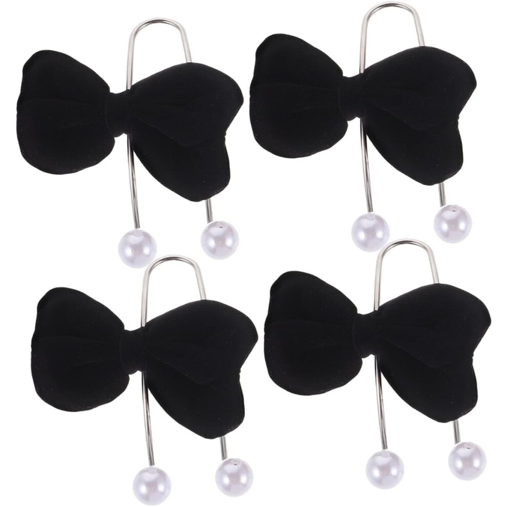 4Pcs Car Seat Hooks With Bowknot, Backseat Headrest Hanger For Bags And Coats Black 5455468549397
