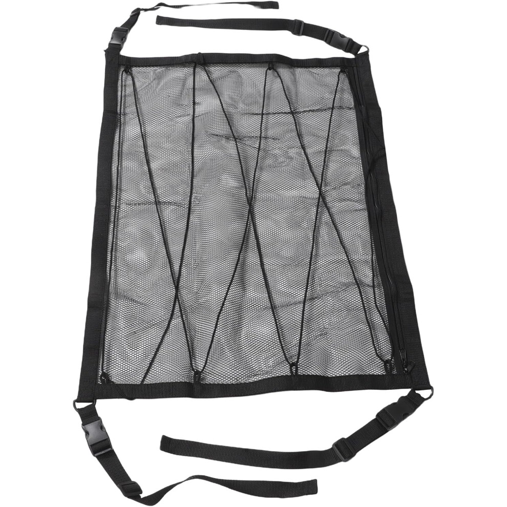 Universal Car Ceiling Cargo Net Pocket With Double Zipper, Mesh Roof Storage Organizer Black 5455468560101