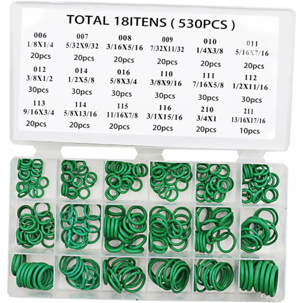 530Pcs Rubber Sealing Gasket Assortment Kit For Car Ac Compressor O-Ring Seal Repairing Gasket Assortment Kit For Sealing Dark/Green 5455468544262