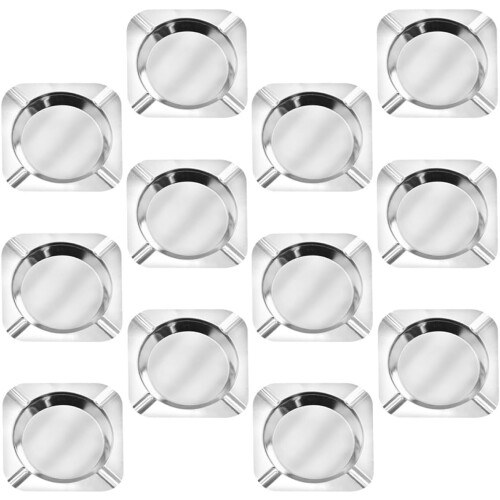 Cinzeiros de aço inoxidável e fácil de limpar forma quadrada 12pcs