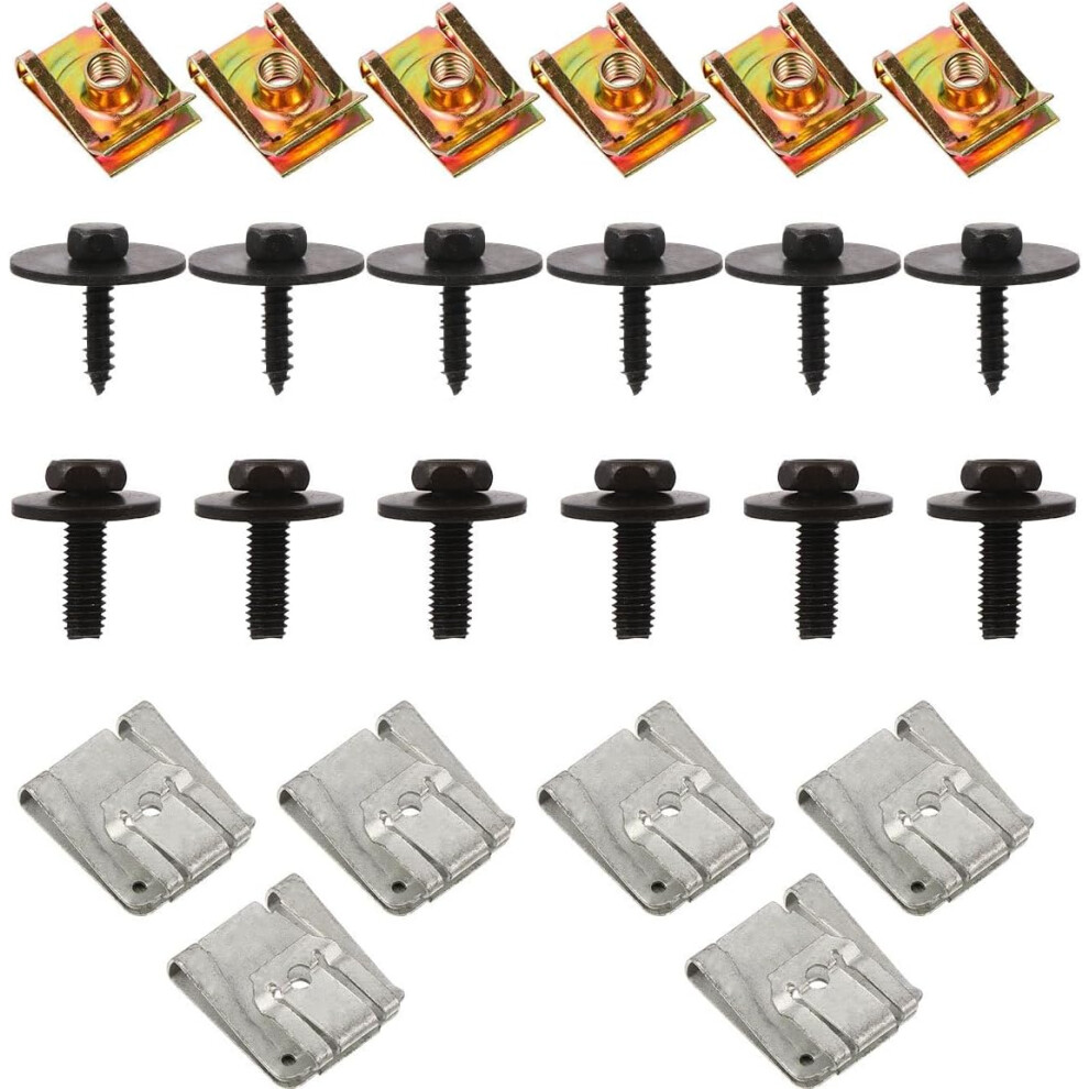 24Pcs Under Engine Cover Splash Shield Clips Screws Set, Underbody Fasteners For Car Engine Undertray 5455468460517