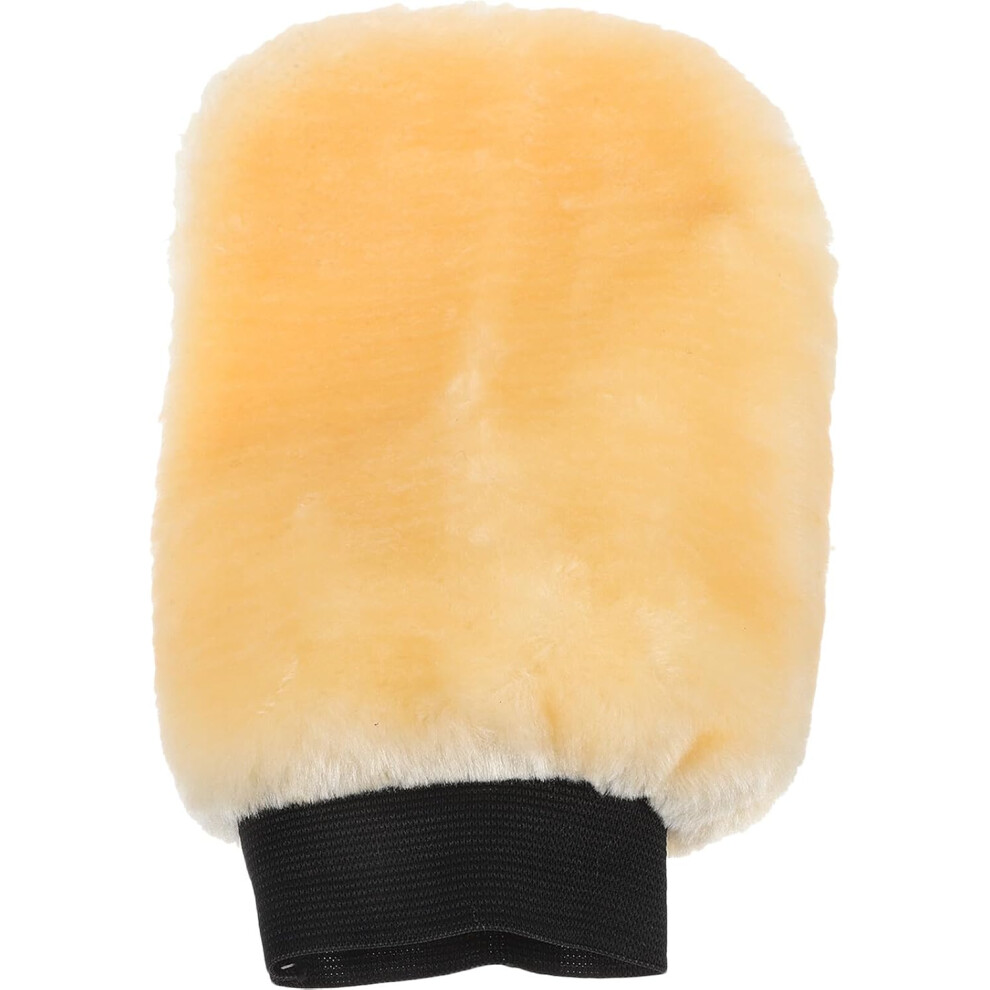 Plush Double-Sided Car Washing Mitt, Soft Wool Vehicle Wash Glove Beige 5455468455346