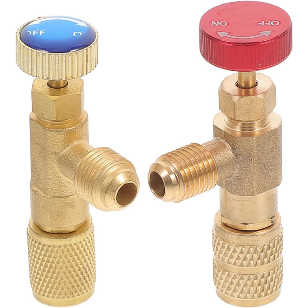 2Pcs R410 To R22 Refrigerant Valve Adapter Set, Straight Fill And Safety Valves Golden 5455468544309
