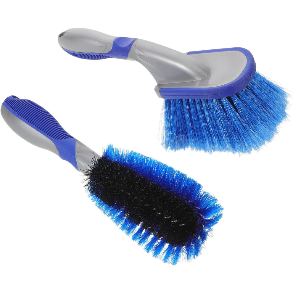 2Pcs Car Wheel And Rim Cleaning Brush Set For Tire Maintenance, Auto Wash Brushes Kit Blue 5455468453939