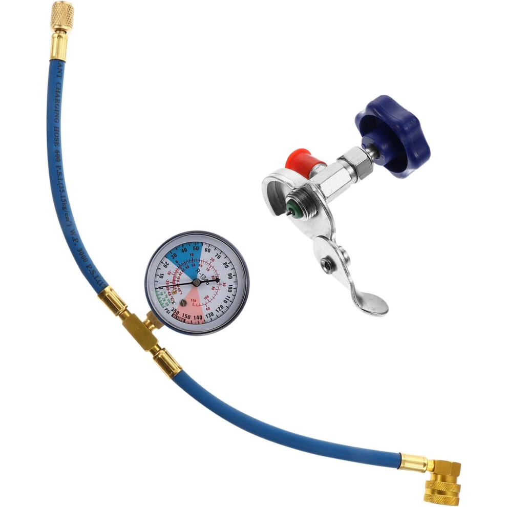 Refrigerant Addition Tube R134a Fluoride Charging Hose Universal Car Air Conditioning Recharge Tool Golden/Blue 5455468543944