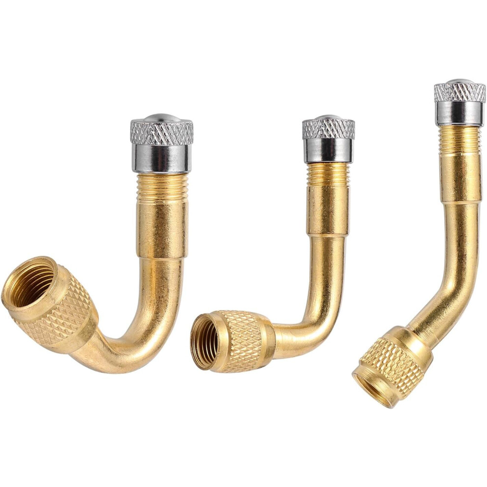 Copper Stem Extension Adapters 3Pcs Set With 45 90 135 Angled Tire Valve Extenders Golden 5455468479335