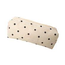 Federmäppchen aus Stoff mit gepunktetem Druck, großes-Beige