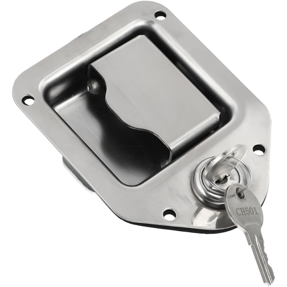 Stainless Steel Toolbox Lock With 2 Keys Embedded Flat Rv Door Lock Latch Silver 5455468553790