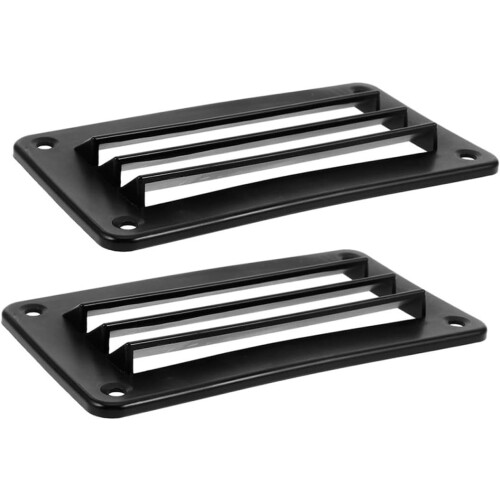 2 Pcs Black Marine Air Vent Louver Covers 79X141Mm Rectangular Exhaust Vent Grilles