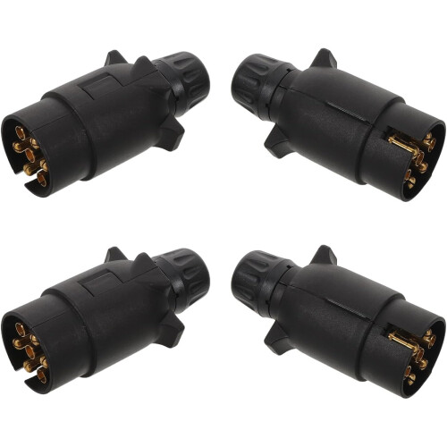 4 Stück Anhänger-Umrüststecker, Anhängerverbinder, Stecker, schwarz