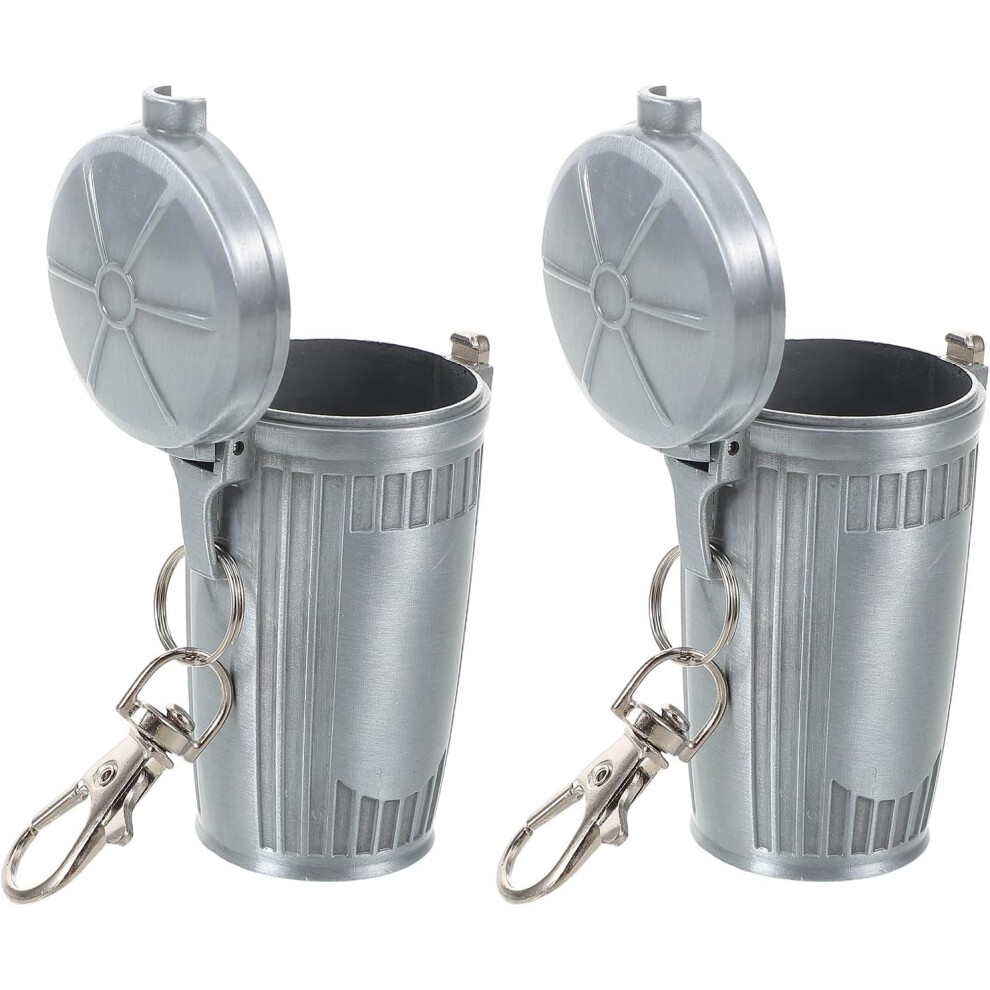 2Pcs Portable Ashtray Metal Compact Ash Container For Outdoor Camping Smokers Ashtray Cigarette Storage Tray Lid Silver 5455468545641