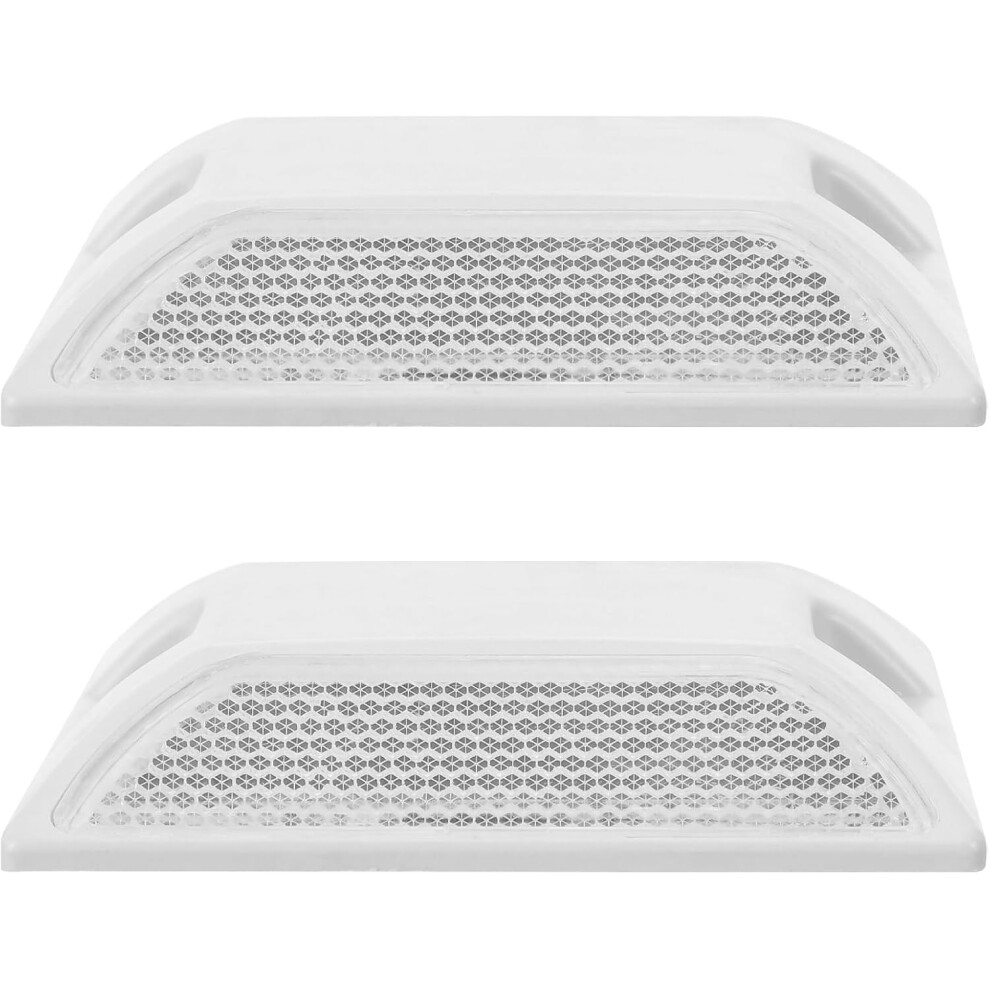 2Pcs Pavement Reflector Road Marker Reflective Road Pavement Marker Plastic Raised Design Enhanced Visibility White 5455468552427