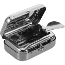 Mini-Taschenaschenbecher aus Edelstahl, tragbarer Autoaschenbecher