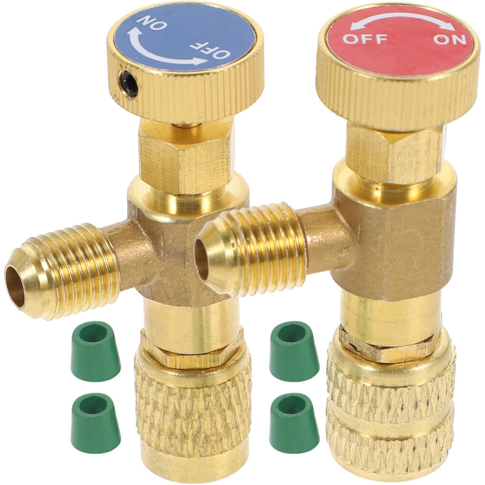 Car Air Conditioner Refrigerant Filling Valves Set 2Pcs Copper Fluorine Safety Valves And Red/Blue 5455468464393
