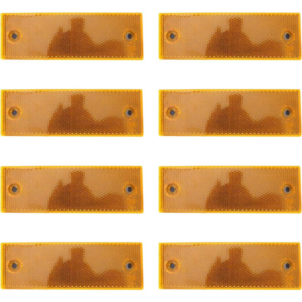 Truck Warning Reflectors 8Pcs Self-Adhesive Reflective Safety Signs Holes Orange 5455468472701