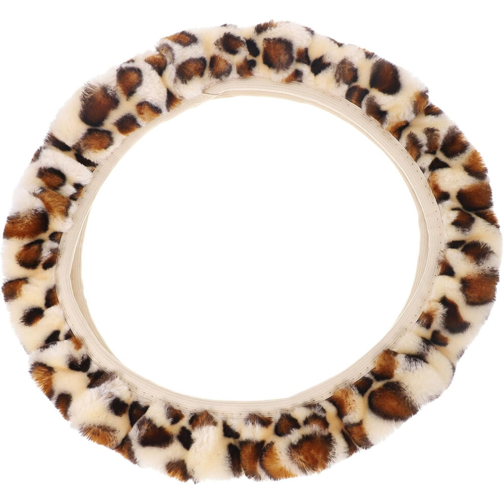 Universal Plush Steering Wheel Cover For Comfortable Grip 36-38Cm Beige 5455468549885