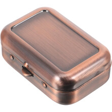 Draagbare metalen asbak met deksel, winddicht, rechthoekig ontwerp, bruin, slijtvast.