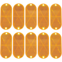 10pcs Oval Trailer Reflectors Amber Road Reflective Stickers for Driveway Fence Posts Mailbox Safety Signs