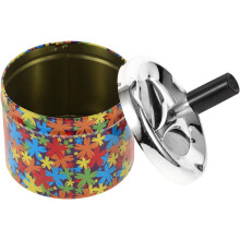 Aço inoxidável tampa giratória cinzeiro cinzeiro sem fumaça metal cinzeiro